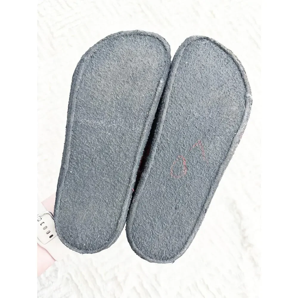 Birkenstock Kid's Zermatt Rivet Shearling Red Plaid Wool Felt Mule Slippers Cozy